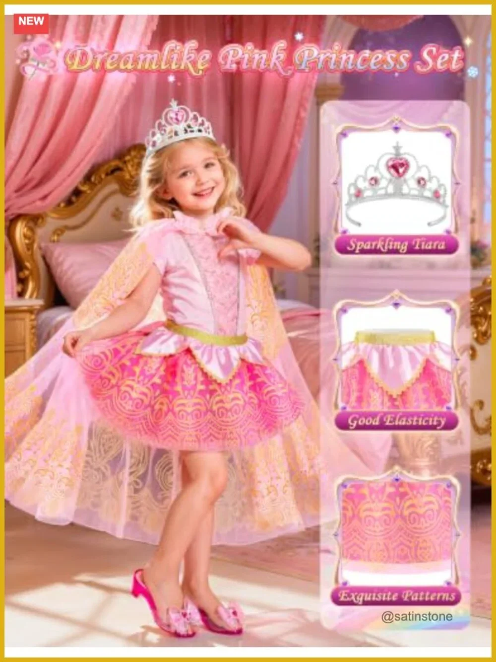 Princess Dress Up Set with Tutu Skirts Capes Shoes Crowns Wands for Little